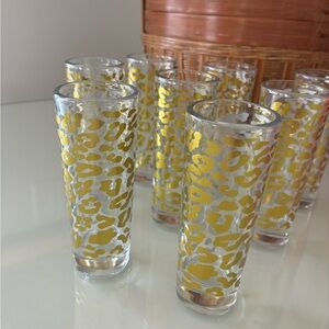 Leopard Gold Print Shot Glasses set of 8